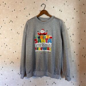 Gray “Santa Talks to Teachers” Sweater